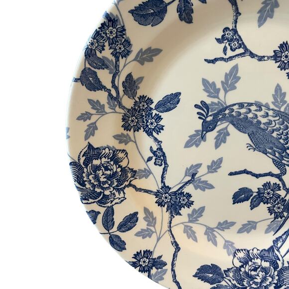 ROYAL WESSEX KUJAKU Bird 10.5” Dinner Plates Set of 2 Blue & White Pheasant NEW - Picture 3 of 8